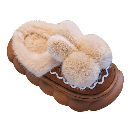 

Splozh Fuzzy Rabbit Slippers for Girls House Shoes with Soft Memory Foam Comfy Plush Warm Slip-on Slippers Brown 3
