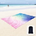 thumbnail image 1 of Sunlit Manta de playa bohemia suave y sedosa de 106 x 81 pulgadas, a prueba de arena, con bolsillos en las esquinas y bolsa de malla para fiestas en la playa, viajes, camping y festivales de música al, 1 of 5