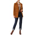 thumbnail image 3 of Women's Long Sleeves Double Breasted Button Winter Outerwear Pea Coat XS Brown, 3 of 9