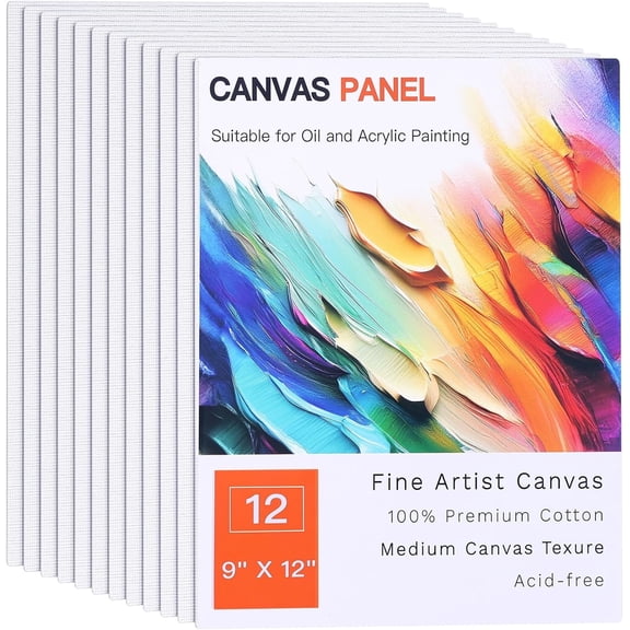 12 Pack 9x12 Inch Stretched Canvases for Painting, Blank Canvas for Artists