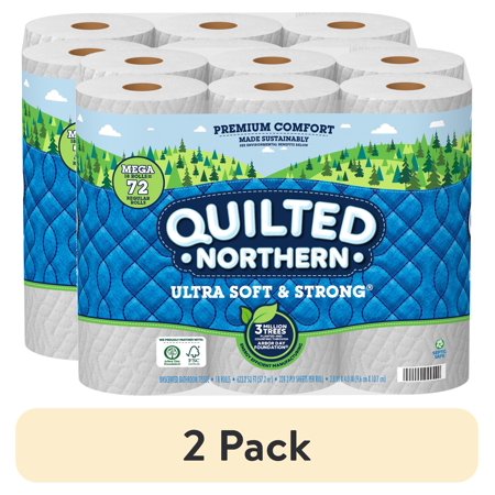(2 pack) Quilted Northern Ultra Soft & Strong Toilet Paper, 18 Mega Rolls