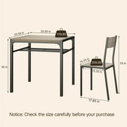Aiho Dining Table Set for 2, 3 Piece Compact Kitchen Table Set with 2 Chairs & Storage Shelf for Small Space, Gray