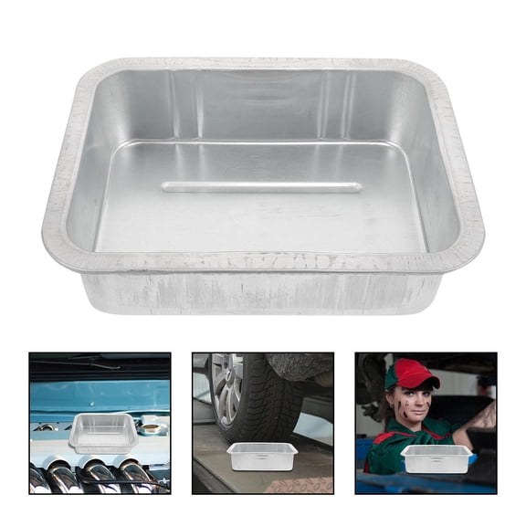 WRISTBIQUE 2Pcs Plated Silver Steel Oil Drain Pan for Car Maintenance Oil Collection and Parts Cleaning
