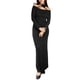 thumbnail image 2 of Jess por Meiko Vestido de Mujer de Manga Larga Off Shoulder con Adorno de Flores Cuerpo Ajustado Maxi Vestido L Negro, 2 of 6