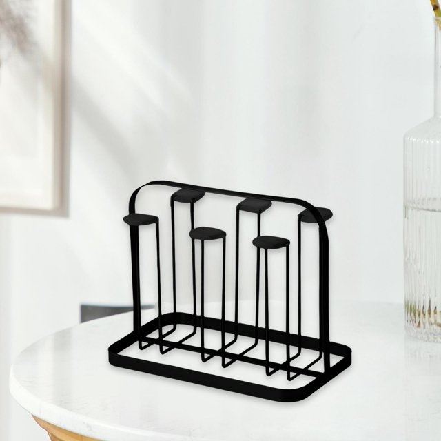 Soporte de secado de taza de café de lujo, ganchos protectores de silicona, 6 tazas, colgador de vasos, organizador de tazas de té, almacenamiento par , Negro BLESIY soporte para taza de cocina