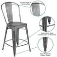 thumbnail image 3 of Home Square 3 Piece Metal Slat Back Counter Stool Set in Distressed Silver Gray, 3 of 6