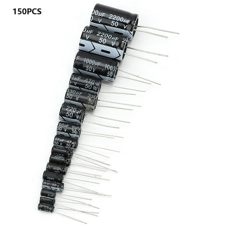 

150PCS Electrolytic Capacitor Kit 50V 1uF to 2200uF Electrolytic Capacitor Assortment