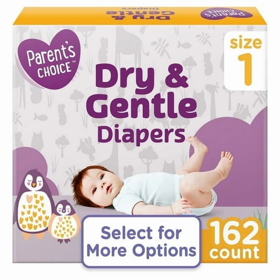 Dry & Gentle Diapers Size 1, 162 Count (Select for More Options)