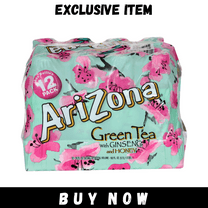 AriZona Green Tea with Ginseng and Honey, 16 fl oz Bottles, 12 Pack | Real Brewed Green Tea | Made with Pure Cane Sugar & Natural Honey