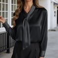 thumbnail image 5 of Shirts for Women Elegant Solid Colorer Blouse with Flowing Tie Detail Long Sleeves Outfits, 5 of 8