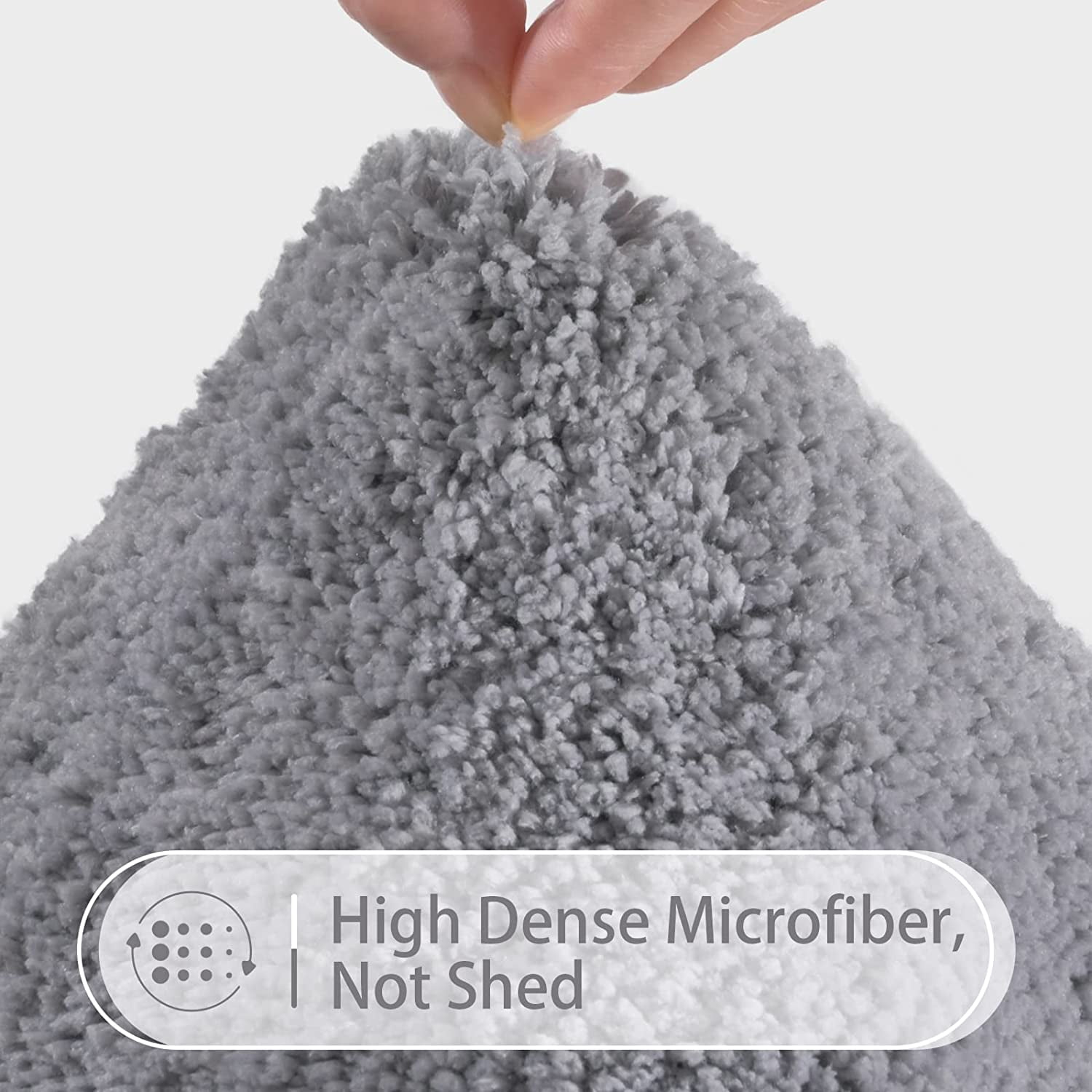 Homore Bathroom Rugs Sets, Luxury Bath Mat Set Anti-Slip Bath Rug and U-Shaped Toilet Mat Gray