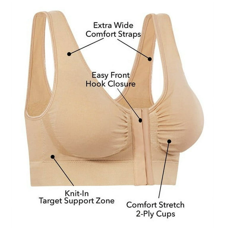Buy Miracle Bamboo Beyond Comfort Bra Set of 3 Front Closure Bras - Black,  Beige and White - Size XL at ShopLC.