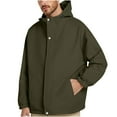 thumbnail image 3 of Sentmoon Winter Jacket for Men Solid Color Long Sleeve Coats for Men Plus Size Zipper Windbreaker Waterproof Hooded Sweatshirt Men with Pockets Fall Fashion for Commuting and Bike Riding, 3 of 7