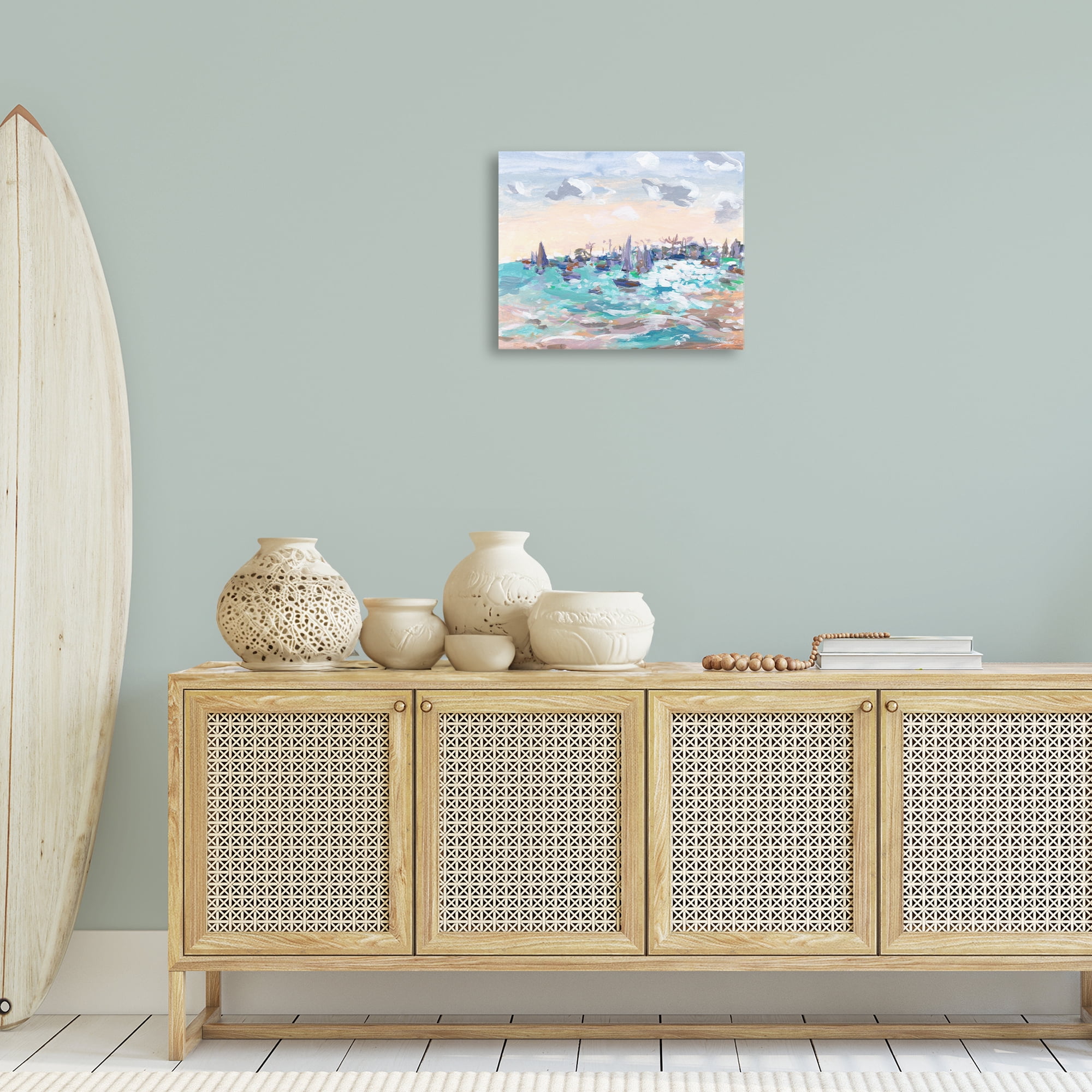 Stupell Industries Sailboats in Rushing Waves Nautical & Beach Painting Wrapped Canvas Art Print Wall Art, 20 x 16