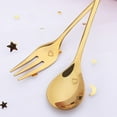 thumbnail image 4 of PRAETER Creative-stainless Steel Small Spoon Cute Crown Heart Shaped Coffee Spoon Fork Fruit Fork Christmas With Hand Gift Titanium Gold Leaves Spoon Fork, 4 of 4
