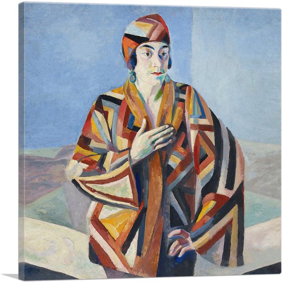 ARTCANVAS Portrait Of Madame Mandel 1923 Canvas Art Print by Robert Delaunay - Size: 12" x 12" (0.75" Deep)
