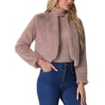 thumbnail image 4 of INSPIRE CHIC Winter Bolero for Women's Open Front Faux Fur Bolero Shrug XS Dusty Pink, 4 of 6