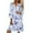 Blue, variant on Herrnalise Women's V-Neck Lace Patchwork Printed Dress S-2XL