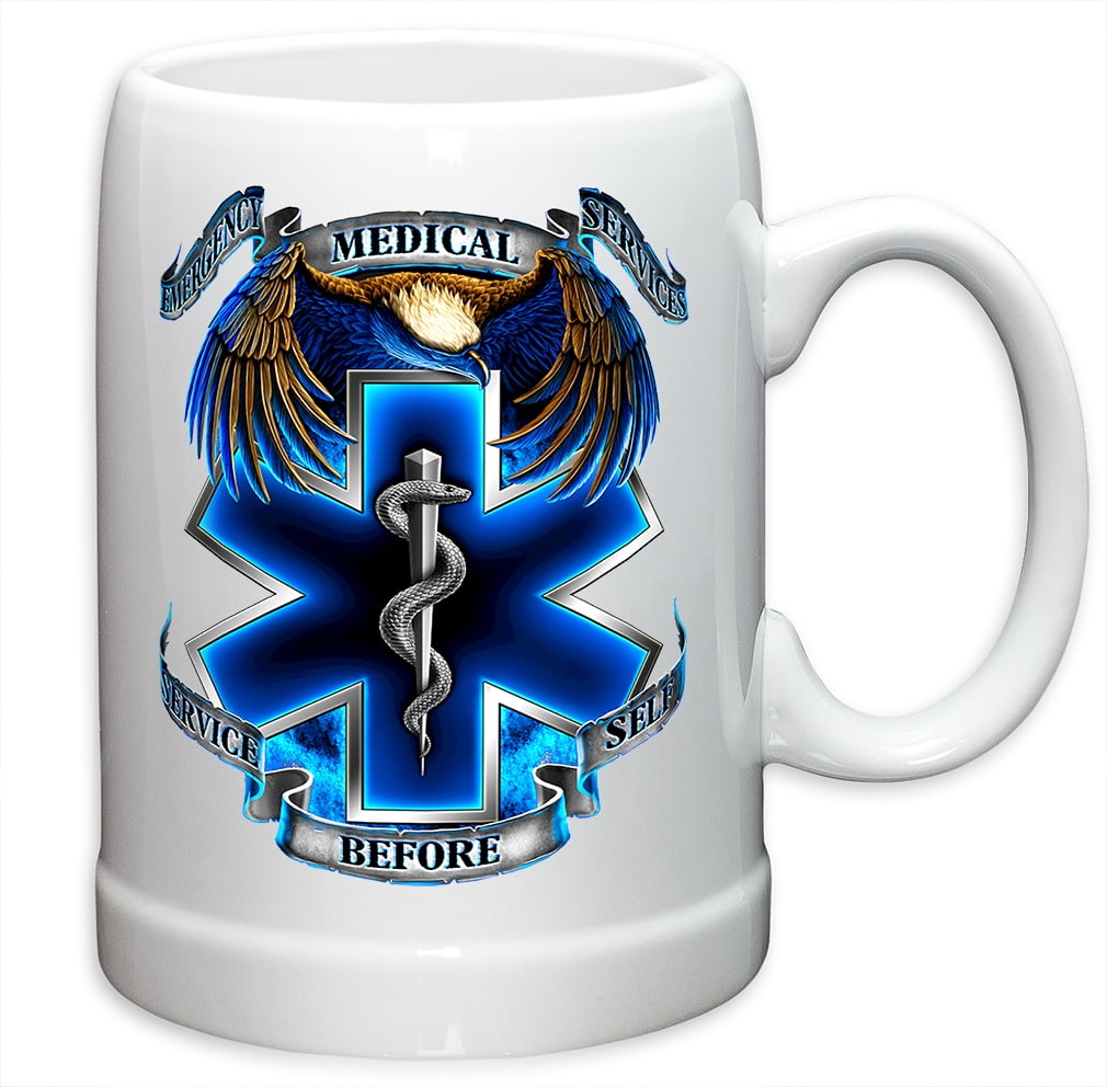 German Beer Stein “ EMT Paramedic Gifts for Men or Women “ Hero's EMS StoNeware Beer Stein... by