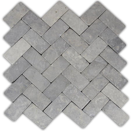 Light Grey Herringbone Stone Mosaic Tile