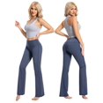 thumbnail image 3 of Pantalones de yoga BUBBLELIME de cintura alta con corte de bota de nailon, azul jaspeado, XL, 3 of 6