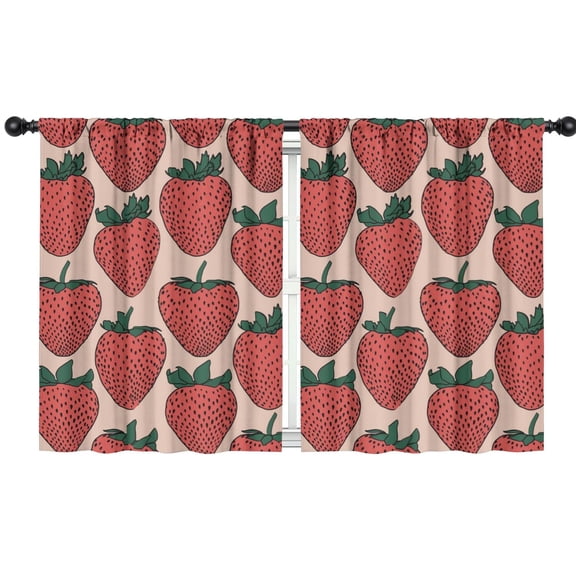 Blackout Kids Curtains,Pink Strawberry Plants Fruit Childrens Insulated Curtains Set Of 2,Bedroom Essentials,Toddler Room Decor 42x54in(106x137cm)