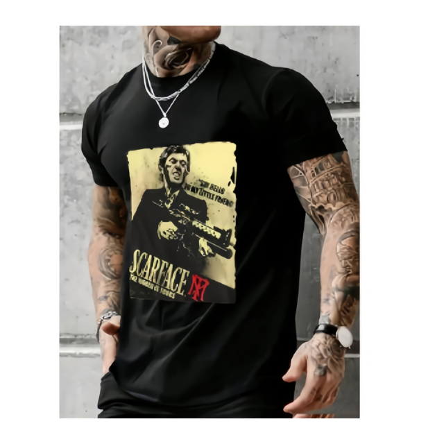 Camiseta gráfica Scarface "El mundo es tuyo" para hombre, suave y cómoda, de poliéster, informal, de verano, con cuello redondo, de algodón.