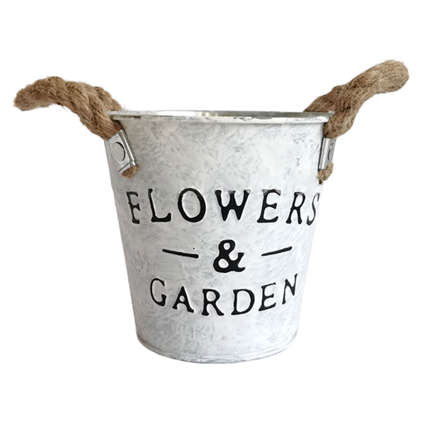 ZENTREE Vintage Wrought Iron Flower Bucket with Handle Garden Plants