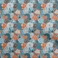 thumbnail image 1 of oneOone Coton Tissu Bleu Sarcelle Florals Robe Tissu Tissu Imprimé par la Cour 56 Pouces de Large, 1 of 4