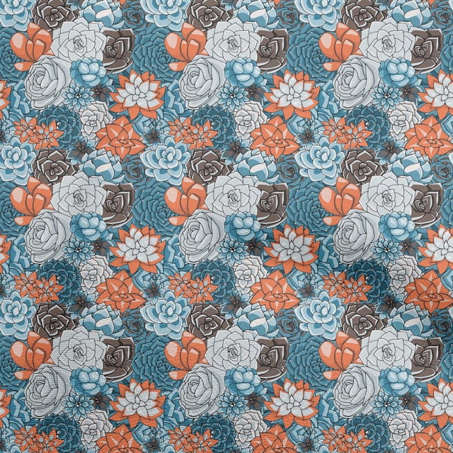 oneOone Coton Tissu Bleu Sarcelle Florals Robe Tissu Tissu Imprimé par la Cour 56 Pouces de Large