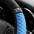 thumbnail image 2 of Sparkly Rhinestone Car Steering Wheel Cover for Women, 15 Inch Soft Leather Steering Wheel Protector with Crystal Diamonds, Non-Slip Elastic Grip for Most Cars Blue, 2 of 7