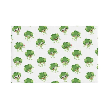 

Placemats Set of 4 Creative Cartoon broccoli cute Heat Resistant Non - Slip Place mats Waterproof table mat for Kitchen Dining-4片装