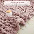 thumbnail image 3 of Mooreeke Chunky Knit Blanket 30"x40" Pink Soft Washable Chenille Throw Blanket Cozy 100% Handmade Crochet Blankets with Jumbo Chenille Yarn for Couch Bed Sofa Room Decor, 3 of 5