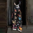 thumbnail image 2 of WTOBBY Women's Casual Loose Retro Jumpsuit with Butterfly Print, Cotton Linen Blend Fabric and Shoulder Straps for Comfortable Stylish Outfits,BlackL, 2 of 6
