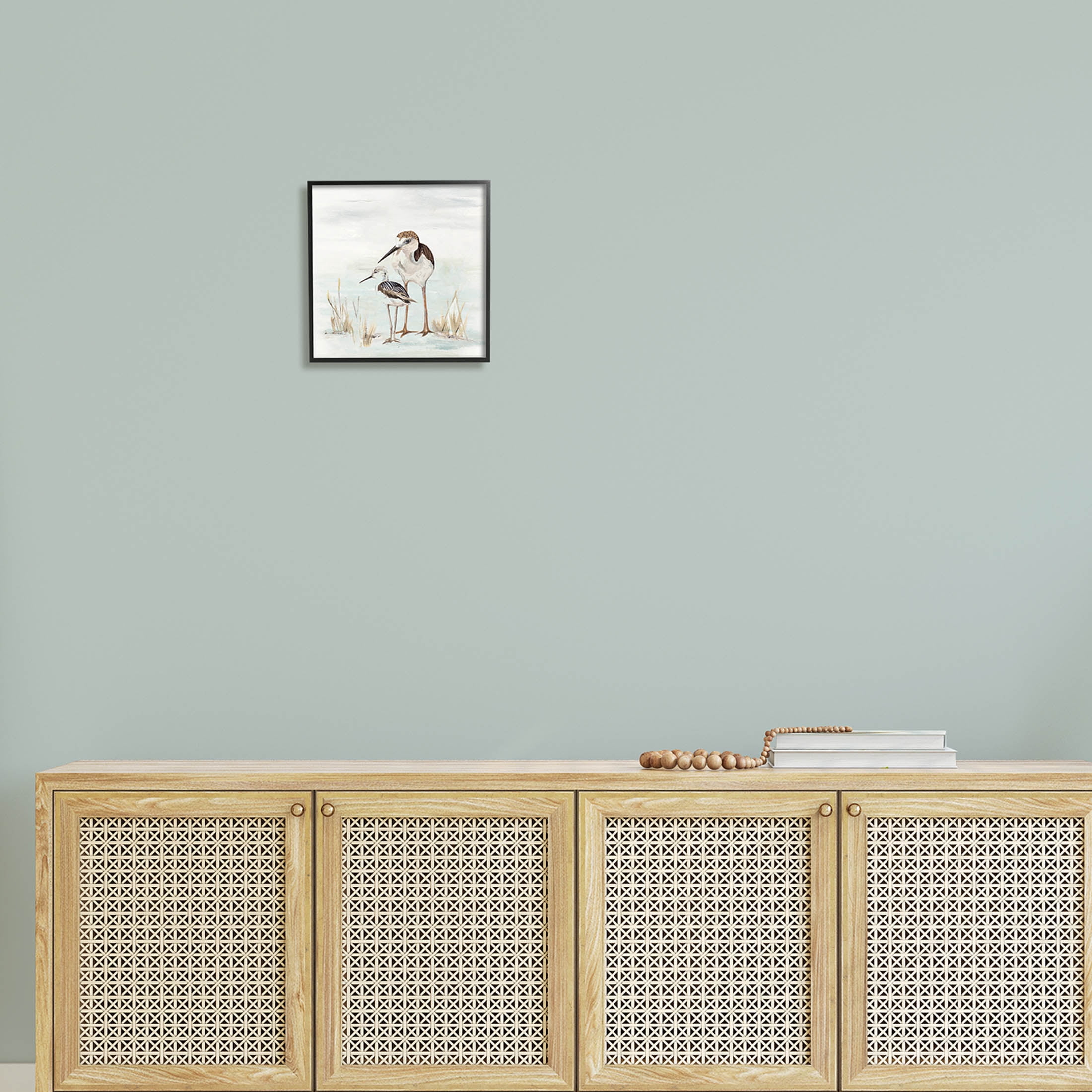 Sandpipers Duo Coastal Beach Bird Animals & Insects Graphic Art Black Framed Art Print Wall Art