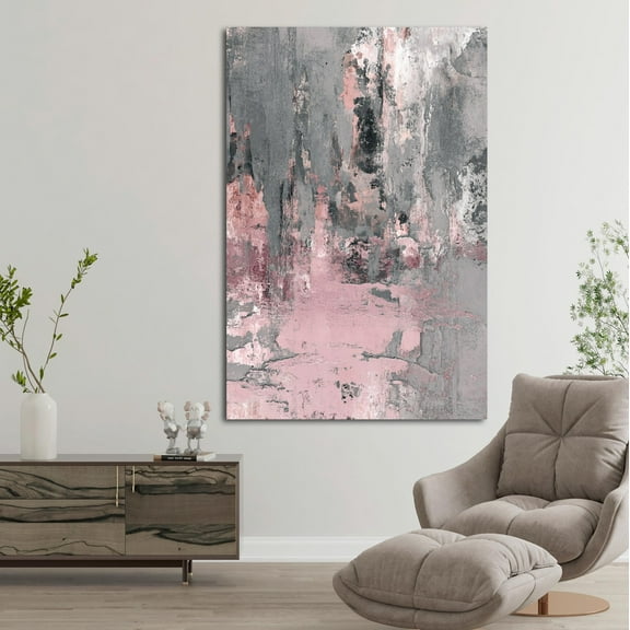 Pink Grey Abstract Art, Modern Textured Wall Decor, Minimalist Contemporary For Bedroom Or Living Room Home Decor UNFRAMED Poster, Wall Art for Decor, Present, 8x12