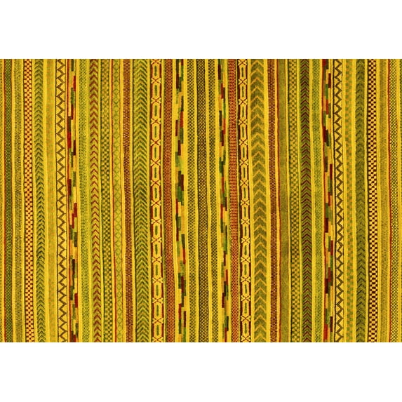 Ahgly Company Machine Washable Indoor Rectangle Abstract Yellow Modern Area Rugs, 5' x 8'