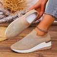 thumbnail image 6 of Willtoo Women's Glittery Rhinestone Fashion Breathable Wedge Sneakers Summer Butterfly Embroidered Bling Sneakers for Women Sparkly Mesh Slip-on Walking Sneaker Beige, 6 of 6