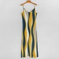 thumbnail image 5 of Abstract Wavy Yellow Navy Lines Sleeveless Dress Women's Evening Dress Womans Clothing, 5 of 9