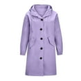 thumbnail image 4 of tklpehg Winter Long Coats for Women Long Sleeve Hooded Windproof Lightweight Plus Size Packable Windbreaker Outdoor Travel Hiking Trench Coats Casual Solid Color Outwear (Purple,XL), 4 of 6