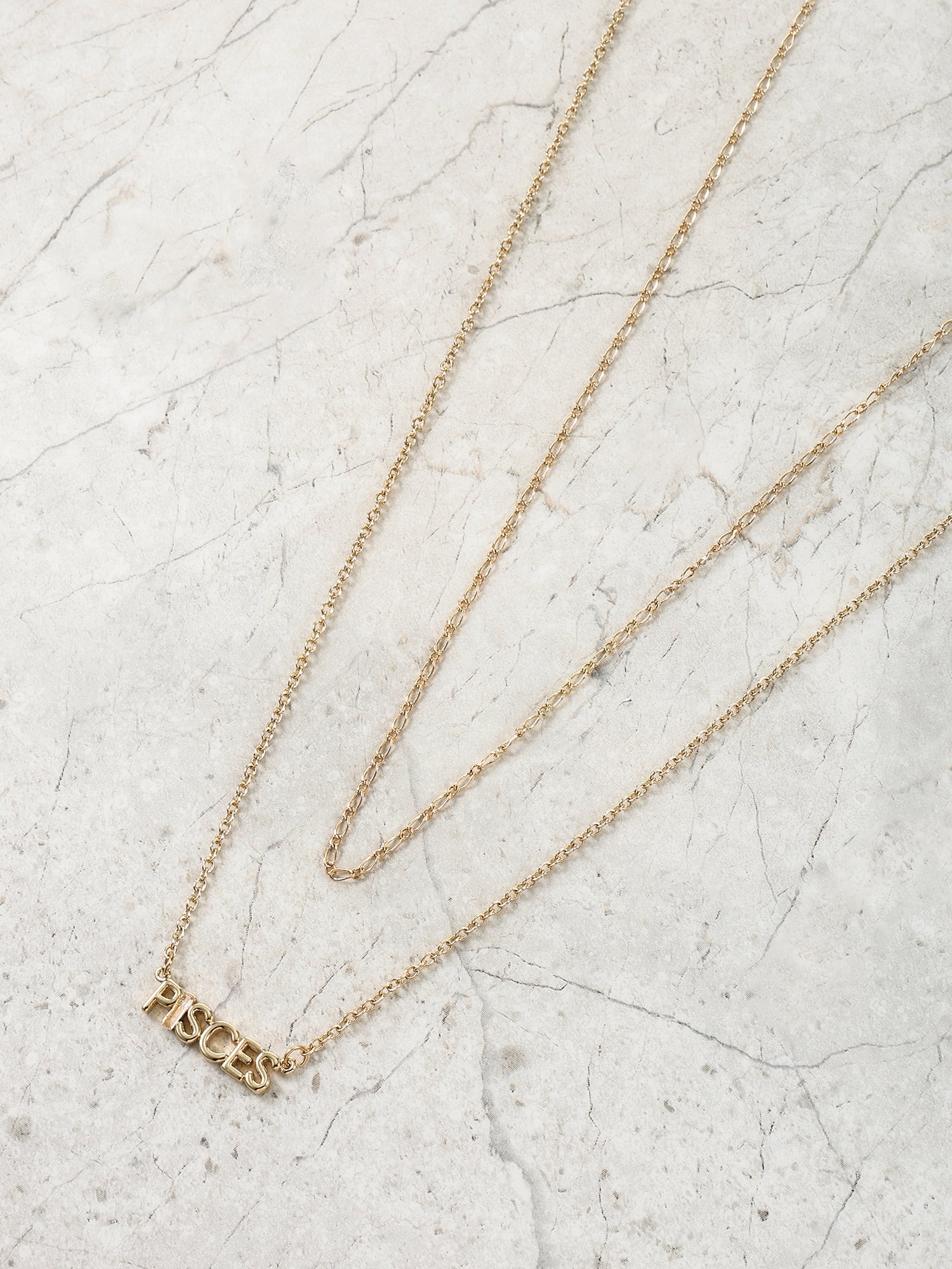 Time and Tru Goldtone Zodiac Necklace Set, 2 Pieces, Pisces