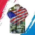 thumbnail image 2 of USA Flag Mens Independence Day Summer Fashion Casual Beach Seaside Digital 3D Printing Lapel Button Short Sleeve Shirt Patriotic Shirts for Men, 2 of 4