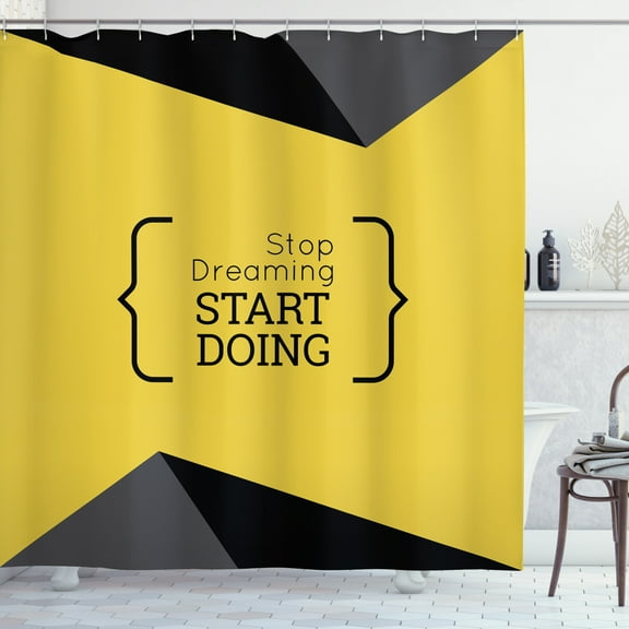 Ambesonne Saying Shower Curtain, Geometric, 69"Wx70"L, Black and Yellow