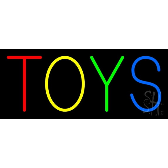 Multicolored Toys LED Neon Sign 6 x 15 - inches, Black Square Cut Acrylic Backing, with Dimmer - Bright and Premium built indoor LED Neon Sign for wall décor, arcarde, and storefront.