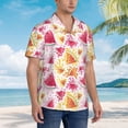 thumbnail image 5 of Balery Watermelon Print Men's Hawaiian Shirts Short Sleeve Beach Shirt Relaxed Fit Vacation Button Down Shirts-Large, 5 of 9