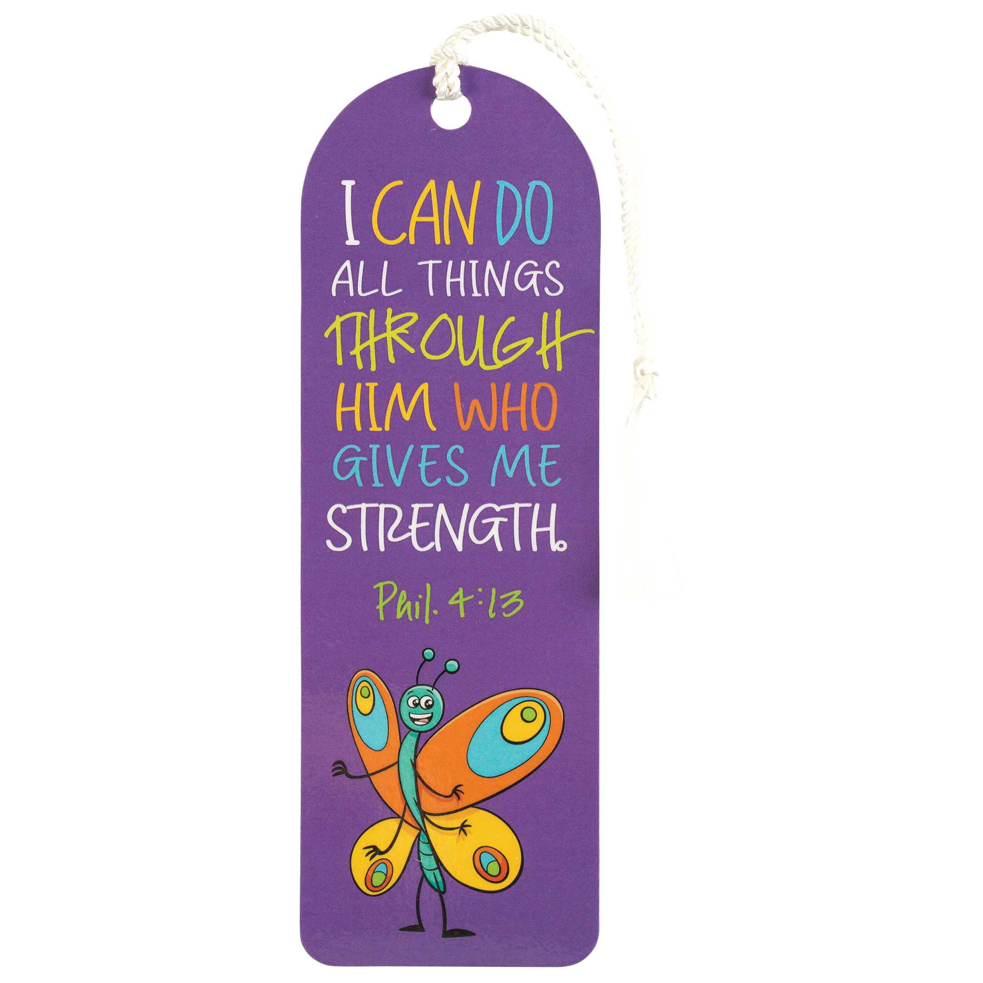 Dicksons Can Do All Things Purple 6 x 2 Inch Keepsake Tassels Bookmarks Pack of 12