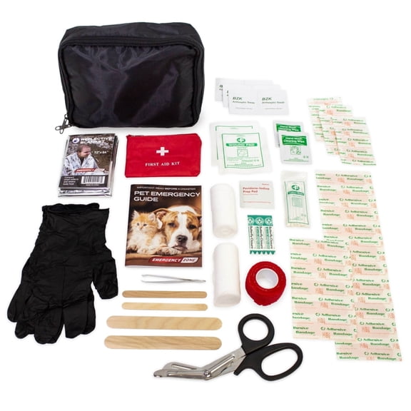 Emergency Zone Compact & Complete Pet First Aid Kit with First Aid Guide Book, 53 Piece