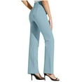 thumbnail image 4 of XFLWAM Womens High Waist Bootcut Dress Work Pants Zip-up Flap Pockets Casual Business Trousers Stretchy Office Slacks Light Blue XL, 4 of 7