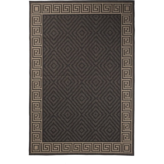 Furnish My Place Outdoor Collection Geometric Area Rug - 7 ft. 10 in. x 10 ft. Charcoal, Contemporary Style Water Proof Rug for Bedroom, Patio, Balcony