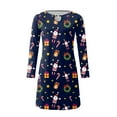 thumbnail image 5 of WREESH Robe à Manches Longues pour Femmes Robe de Noël Imprimée Père Noël Ample Col Rond Légère Décontractée Automne, 5 of 5
